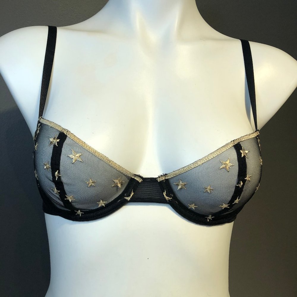 Skarlett Blue Star Embroidered Mesh Sheer Bra 32A